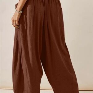 Chic Wide Leg Brown Women's Pants
